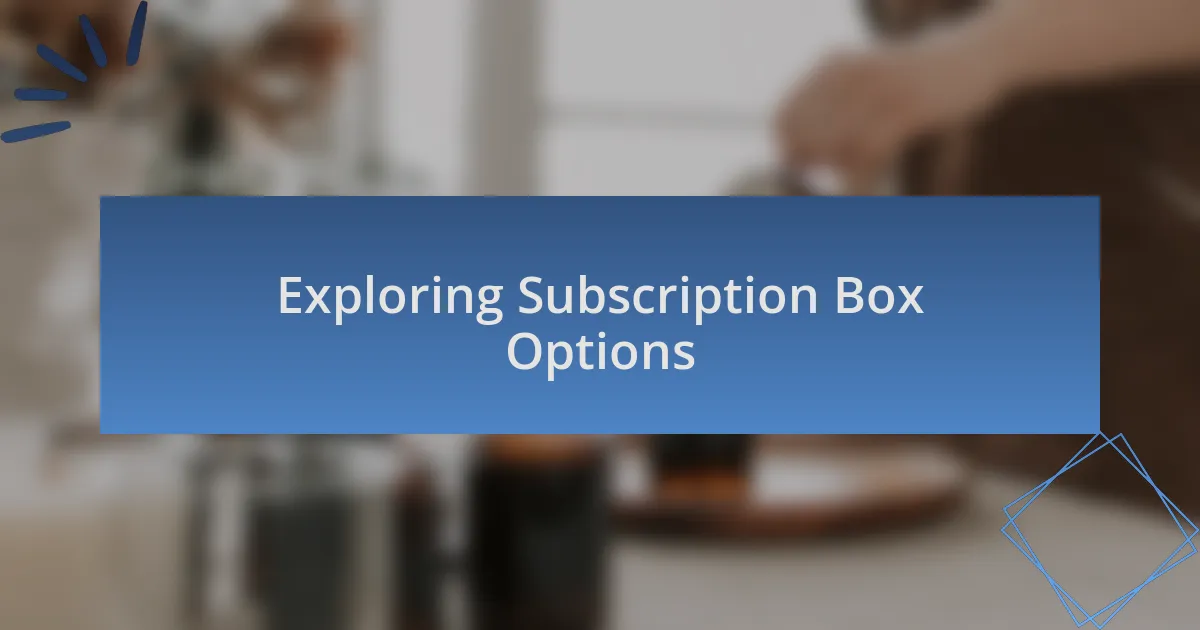Exploring Subscription Box Options