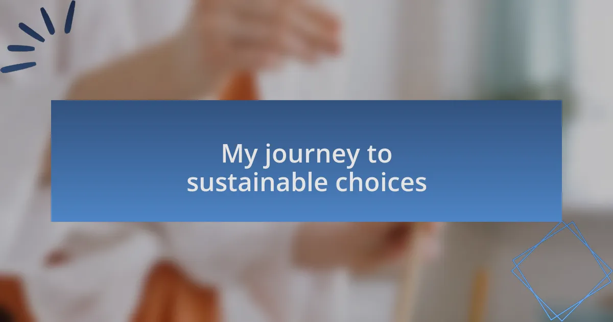 My journey to sustainable choices